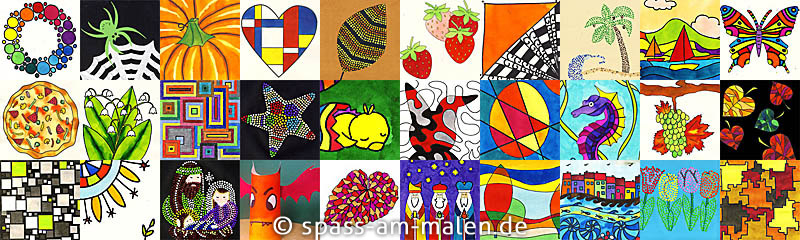 Collage mit Blumen-Kunstprojekten und Malideen für die Grundschule